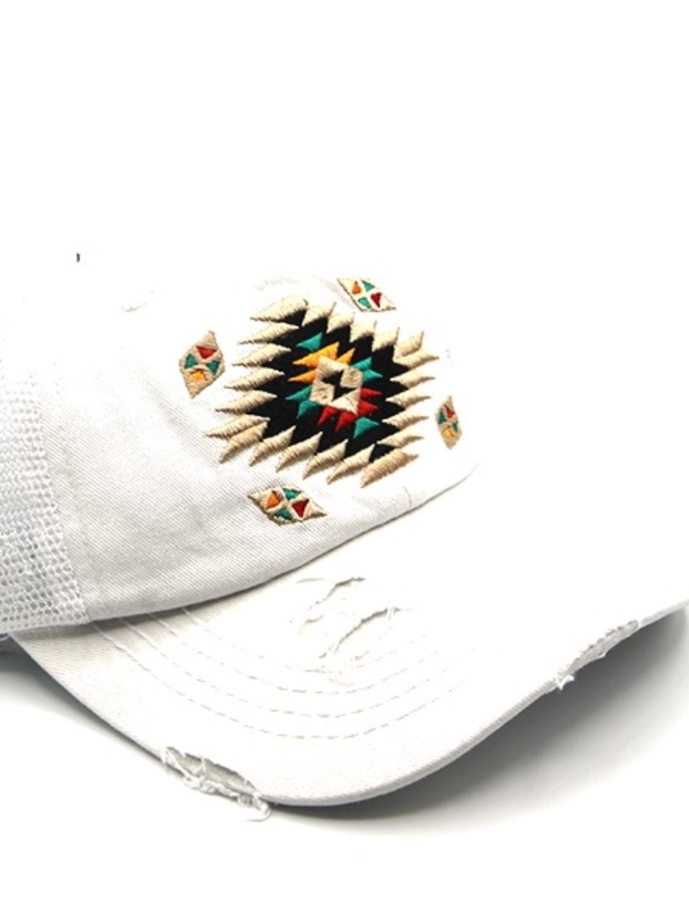CC High Pony criss cross Navajo Aztec white cap